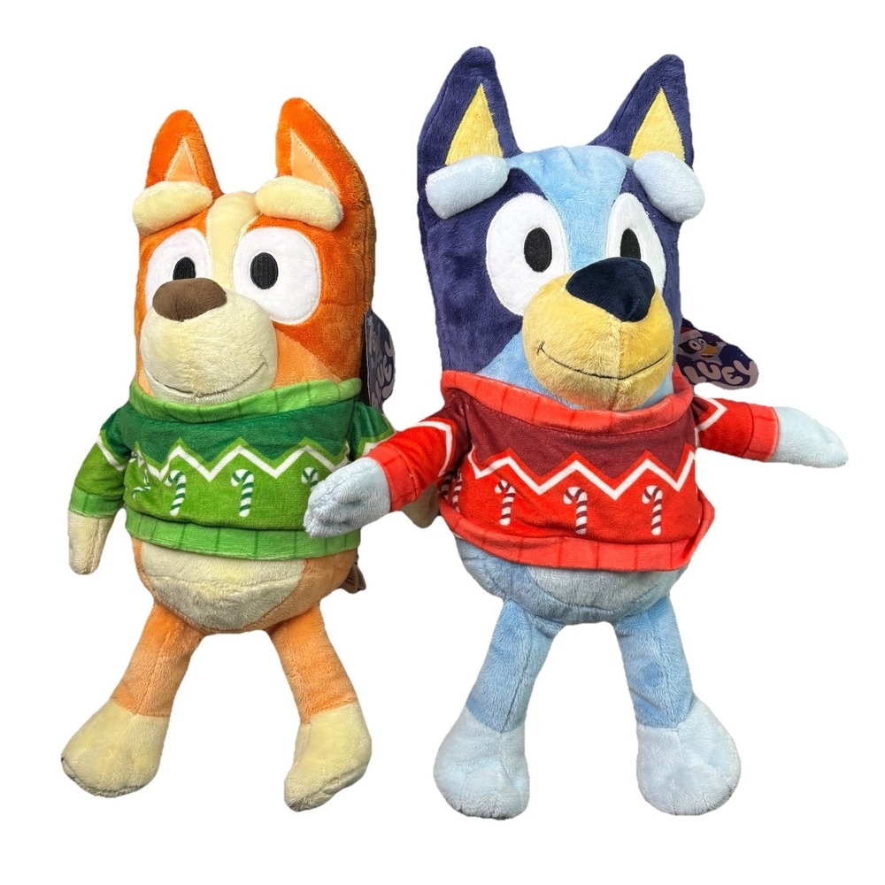Bluey & Bingo Christmas Plush Set Stuffed Animals Holiday Toys Stuffies-Lot of 2